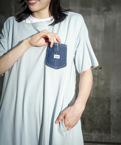 Lee(リー)の「【LEE/リー】デニムポケットフレアワンピースドレス 半袖 コットン100%(ワンピース・レディース・ブルー系その他/ホワイト/チャコールグレー・MEDIUM)」の15枚目の写真