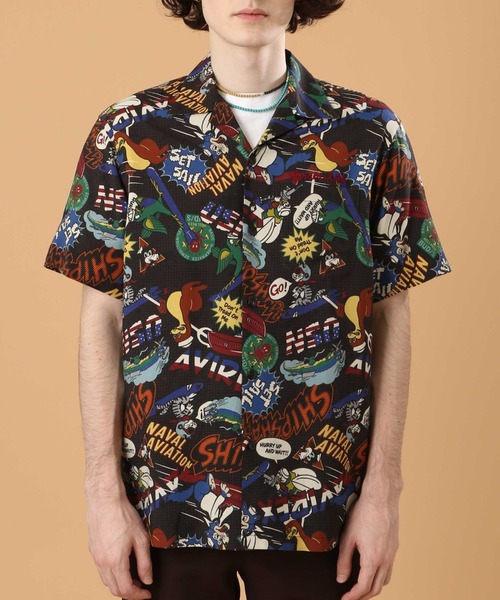 AVIREX（アヴィレックス）の「アロハシャツ ネイバル コミック/ALOHA SHIRT NAVAL COMIC/ アヴィレックス / AVIREX（シャツ/ブラウス・メンズ・ブラック/ホワイト・MEDIUM/LARGE/X-LARGE/XX-LARGE）」の6枚目の写真