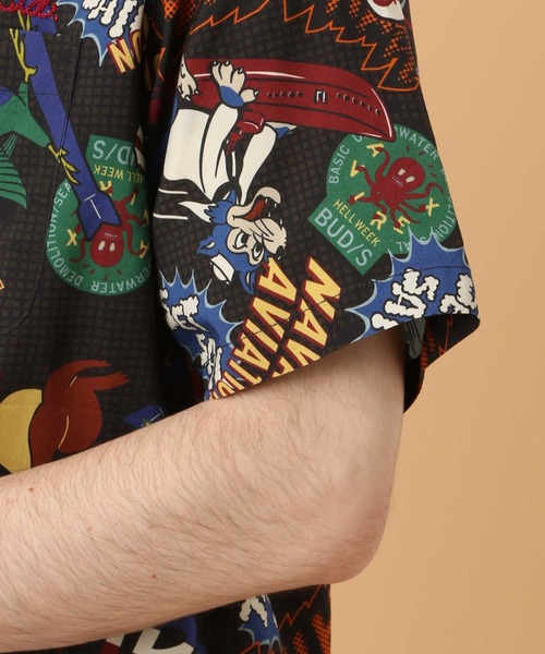 AVIREX（アヴィレックス）の「アロハシャツ ネイバル コミック/ALOHA SHIRT NAVAL COMIC/ アヴィレックス / AVIREX（シャツ/ブラウス・メンズ・ブラック/ホワイト・MEDIUM/LARGE/X-LARGE/XX-LARGE）」の7枚目の写真