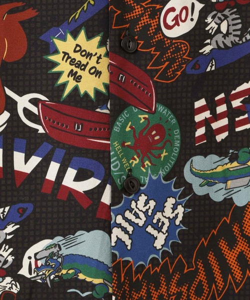 AVIREX（アヴィレックス）の「アロハシャツ ネイバル コミック/ALOHA SHIRT NAVAL COMIC/ アヴィレックス / AVIREX（シャツ/ブラウス・メンズ・ブラック/ホワイト・MEDIUM/LARGE/X-LARGE/XX-LARGE）」の9枚目の写真