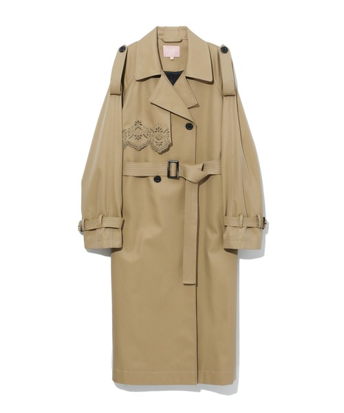 A BATHING APE(アベイシングエイプ)の「BPY EMBROIDERED CUTOUT TRENCH(トレンチコート・レディース・ベージュ・X-SMALL)」の8枚目の写真