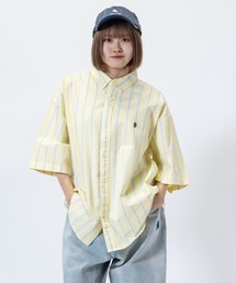【a-r】〔Red Cap Girl/レッドキャップガール〕オックスワンポイント刺繍”RCGロゴ” BD半袖ビッグシャツ/ルーズシルエットシャツ