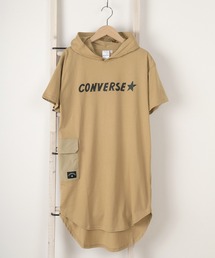 CONVERSE（コンバース）の「【CONVERSE/コンバース】ビッグシルエット ブランドロゴ＆ポケット付き キッズ半袖ロング丈プルパーカー/フーディーワンピース/【140ｃｍ-160ｃｍ】（パーカー・キッズ）」