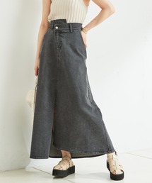 アシメフロントデニムフレアスカート
