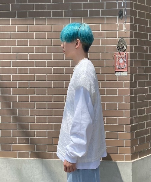 Chikashitsu +（チカシツプラス）の「【Chikashitsu +/チカシツプラス】lace vest/レースベスト Vネックベスト 重ね着 レイヤード（ベスト・メンズ・ホワイト/ブラック・ONE SIZE）」の13枚目の写真