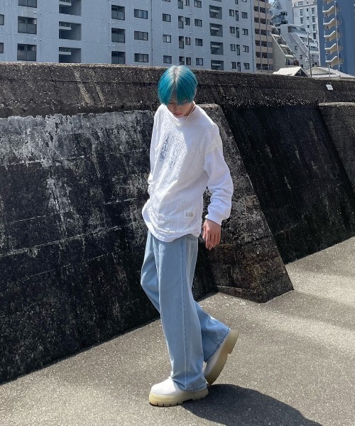 Chikashitsu +（チカシツプラス）の「【Chikashitsu +/チカシツプラス】lace vest/レースベスト Vネックベスト 重ね着 レイヤード（ベスト・メンズ・ホワイト/ブラック・ONE SIZE）」の19枚目の写真