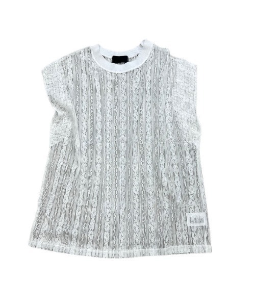 Chikashitsu +（チカシツプラス）の「【Chikashitsu +/チカシツプラス】lace vest/レースベスト Vネックベスト 重ね着 レイヤード（ベスト・メンズ・ホワイト/ブラック・ONE SIZE）」の10枚目の写真