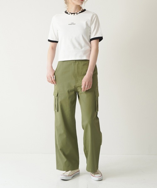 Lull（ルル）の「【Lull / ルル】Lullロゴ刺繍リンガーTシャツ（Tシャツ/カットソー・レディース・ブラック/レッド/グリーン/ブルー・ONESIZE）」の5枚目の写真