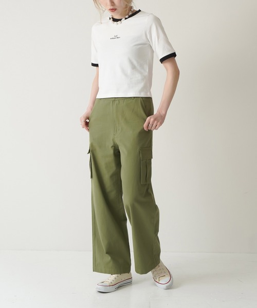 Lull（ルル）の「【Lull / ルル】Lullロゴ刺繍リンガーTシャツ（Tシャツ/カットソー・レディース・ブラック/レッド/グリーン/ブルー・ONESIZE）」の7枚目の写真