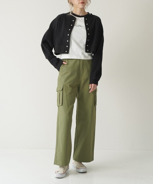 Lull（ルル）の「【Lull / ルル】Lullロゴ刺繍リンガーTシャツ（Tシャツ/カットソー・レディース・ブラック/レッド/グリーン/ブルー・ONESIZE）」の8枚目の写真