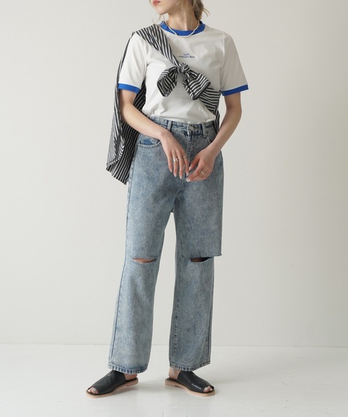 Lull（ルル）の「【Lull / ルル】Lullロゴ刺繍リンガーTシャツ（Tシャツ/カットソー・レディース・ブラック/レッド/グリーン/ブルー・ONESIZE）」の11枚目の写真