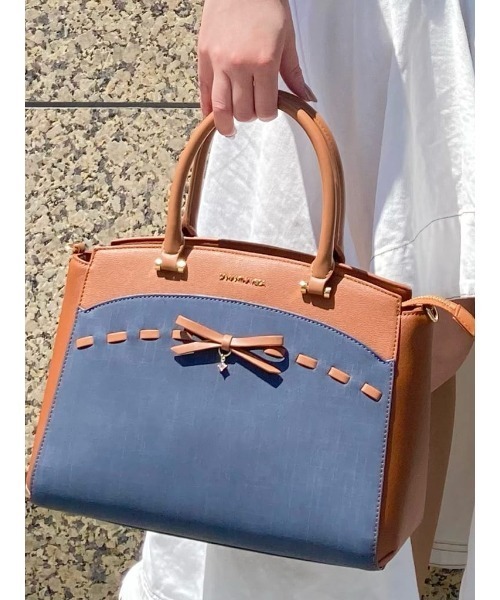 デニムシンプルリボンハンドバッグ