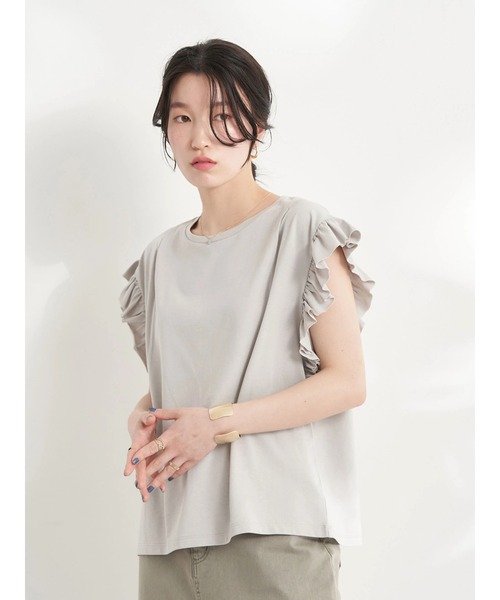 earth music&ecology（アースミュージックアンドエコロジー）の「袖フリルカットプルオーバー（Tシャツ/カットソー・レディース・ベージュ/グレー/オフホワイト・FREE）」の13枚目の写真