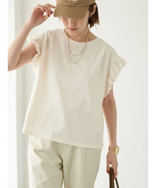 earth music&ecology（アースミュージックアンドエコロジー）の「袖フリルカットプルオーバー（Tシャツ/カットソー・レディース・ベージュ/グレー/オフホワイト・FREE）」の14枚目の写真