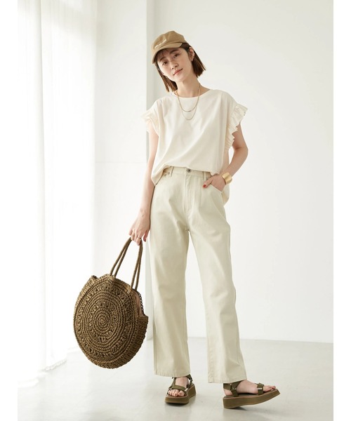 earth music&ecology（アースミュージックアンドエコロジー）の「袖フリルカットプルオーバー（Tシャツ/カットソー・レディース・ベージュ/グレー/オフホワイト・FREE）」の10枚目の写真