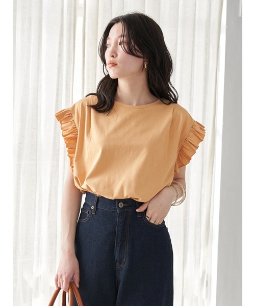 earth music&ecology（アースミュージックアンドエコロジー）の「袖フリルカットプルオーバー（Tシャツ/カットソー・レディース・ベージュ/グレー/オフホワイト・FREE）」の7枚目の写真