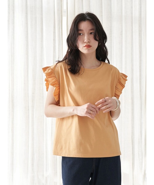 earth music&ecology（アースミュージックアンドエコロジー）の「袖フリルカットプルオーバー（Tシャツ/カットソー・レディース・ベージュ/グレー/オフホワイト・FREE）」の12枚目の写真