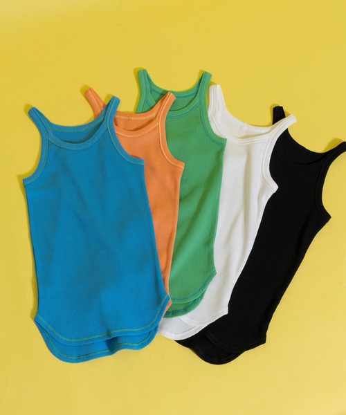MAISON SPECIAL（メゾンスペシャル）の「シャイニーワッフルタンク【MAISON SPECIAL/メゾンスペシャル】（タンクトップ・レディース・ホワイト/ブラック/オレンジ/ブルー/グリーン・FREE）」の6枚目の写真