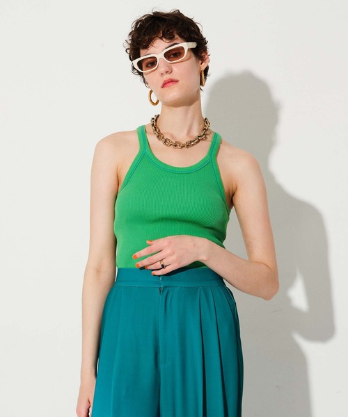 MAISON SPECIAL（メゾンスペシャル）の「シャイニーワッフルタンク【MAISON SPECIAL/メゾンスペシャル】（タンクトップ・レディース・ホワイト/ブラック/オレンジ/ブルー/グリーン・FREE）」の15枚目の写真