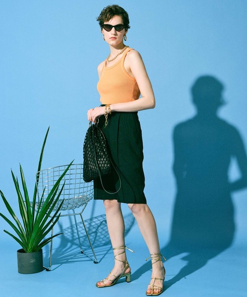 MAISON SPECIAL（メゾンスペシャル）の「シャイニーワッフルタンク【MAISON SPECIAL/メゾンスペシャル】（タンクトップ・レディース・ホワイト/ブラック/オレンジ/ブルー/グリーン・FREE）」の16枚目の写真