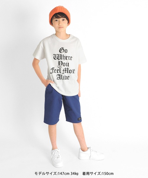 GLAZOS（グラソス）の「天竺・ドロップショルダートライバルロゴ半袖Tシャツ（Tシャツ/カットソー・キッズ・ブラック/オフホワイト/グリーン・150cm/130cm/140cm/170cm/160cm）」の5枚目の写真