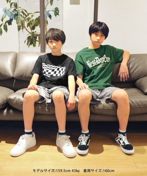 GLAZOS（グラソス）の「天竺・ドロップショルダートライバルロゴ半袖Tシャツ（Tシャツ/カットソー・キッズ・ブラック/オフホワイト/グリーン・150cm/130cm/140cm/170cm/160cm）」の7枚目の写真