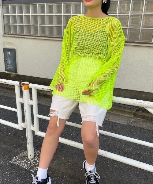 fredy emue（フレディエミュ）の「【WEB限定】メッシュ編みプルオーバー（Tシャツ/カットソー・レディース・イエロー/ベージュ/アイボリー/ブラック/ライトブルー・38）」の11枚目の写真