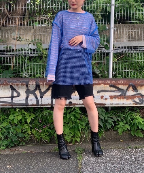 fredy emue（フレディエミュ）の「【WEB限定】メッシュ編みプルオーバー（Tシャツ/カットソー・レディース・イエロー/ベージュ/アイボリー/ブラック/ライトブルー・38）」の8枚目の写真