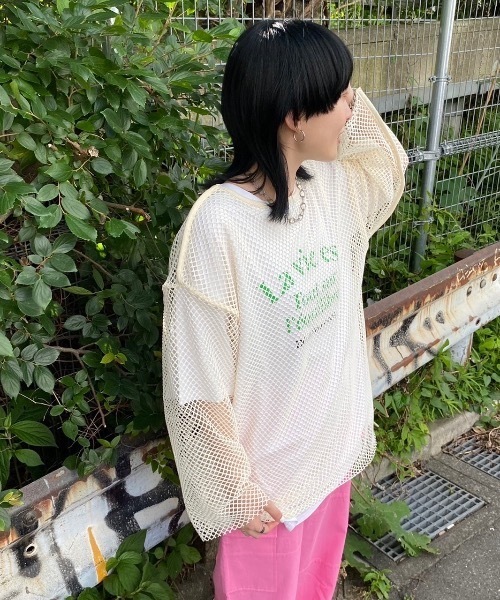 fredy emue（フレディエミュ）の「【WEB限定】メッシュ編みプルオーバー（Tシャツ/カットソー・レディース・イエロー/ベージュ/アイボリー/ブラック/ライトブルー・38）」の22枚目の写真