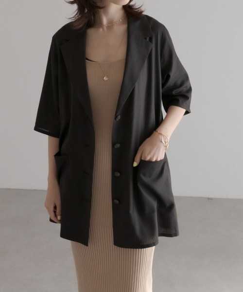 COLLAGE GALLARDAGALANTE（コラージュガリャルダガランテ）の「この夏必須アイテム/ジャケット風シャツ（シャツ/ブラウス・レディース・ブラック/カーキ・FREE）」の5枚目の写真