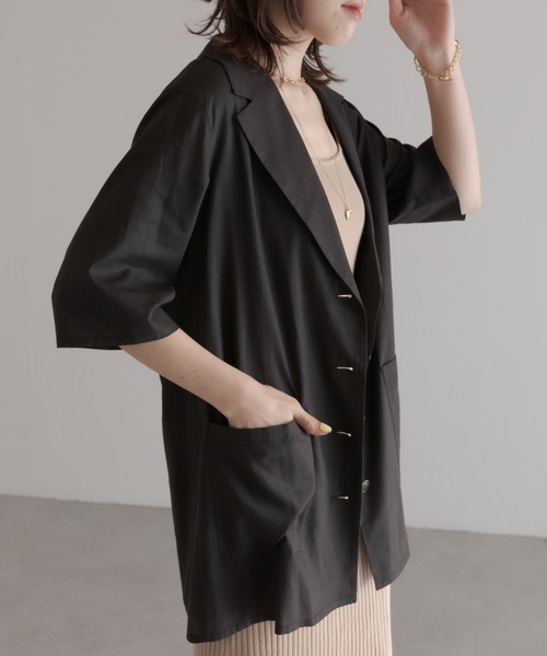 COLLAGE GALLARDAGALANTE（コラージュガリャルダガランテ）の「この夏必須アイテム/ジャケット風シャツ（シャツ/ブラウス・レディース・ブラック/カーキ・FREE）」の15枚目の写真