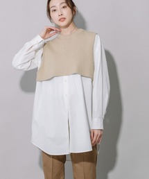 Munich | タイプライター×ニットドッキングプルオーバープシャツ(シャツ/ブラウス)