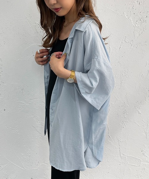 apres jour mignon（アプレジュールミニョン）の「半袖カラーシャツ【ZOZOTOWN限定アイテム】（シャツ/ブラウス・レディース・ブルー/オレンジ/グリーン/ピンク・X-LARGE/フリー）」の3枚目の写真