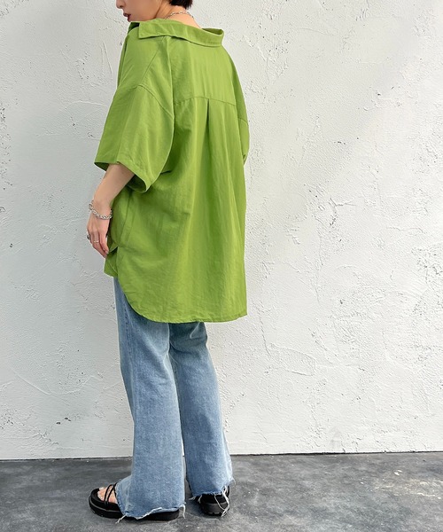 apres jour mignon（アプレジュールミニョン）の「半袖カラーシャツ【ZOZOTOWN限定アイテム】（シャツ/ブラウス・レディース・ブルー/オレンジ/グリーン/ピンク・X-LARGE/フリー）」の9枚目の写真