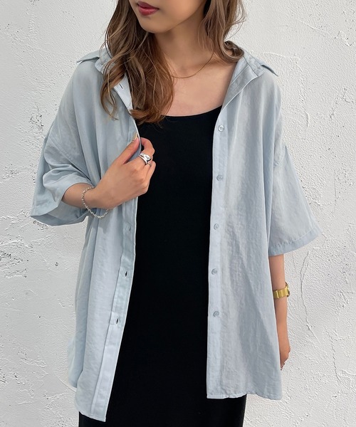 apres jour mignon（アプレジュールミニョン）の「半袖カラーシャツ【ZOZOTOWN限定アイテム】（シャツ/ブラウス・レディース・ブルー/オレンジ/グリーン/ピンク・X-LARGE/フリー）」の10枚目の写真