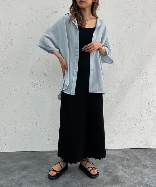 apres jour mignon（アプレジュールミニョン）の「半袖カラーシャツ【ZOZOTOWN限定アイテム】（シャツ/ブラウス・レディース・ブルー/オレンジ/グリーン/ピンク・X-LARGE/フリー）」の13枚目の写真