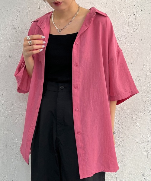apres jour mignon（アプレジュールミニョン）の「半袖カラーシャツ【ZOZOTOWN限定アイテム】（シャツ/ブラウス・レディース・ブルー/オレンジ/グリーン/ピンク・X-LARGE/フリー）」の16枚目の写真