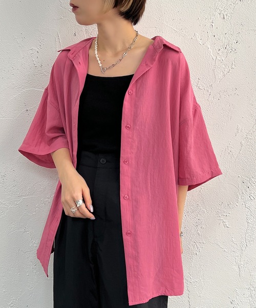 apres jour mignon（アプレジュールミニョン）の「半袖カラーシャツ【ZOZOTOWN限定アイテム】（シャツ/ブラウス・レディース・ブルー/オレンジ/グリーン/ピンク・X-LARGE/フリー）」の17枚目の写真