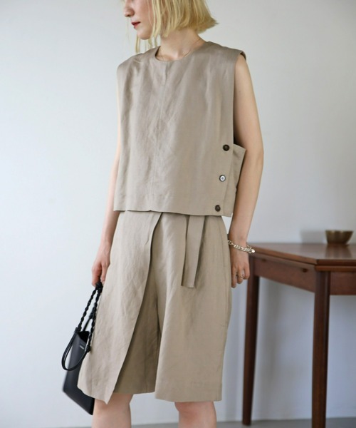 UNFIELD(アンフィールド)の「【UNFIELD】麻混ベスト(ベスト・レディース・ブラック/ベージュ・FREE)」の2枚目の写真