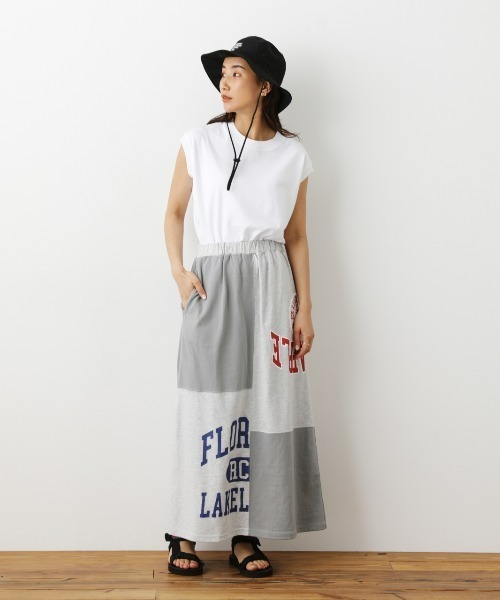 RODEO CROWNS WIDE BOWL（ロデオクラウンズワイドボウル）の「Re likeカットマキシスカート（スカート・レディース・ネイビー/グレー×ホワイト・FREE）」の3枚目の写真