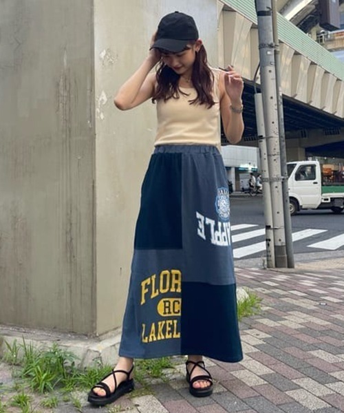 RODEO CROWNS WIDE BOWL（ロデオクラウンズワイドボウル）の「Re likeカットマキシスカート（スカート・レディース・ネイビー/グレー×ホワイト・FREE）」の21枚目の写真