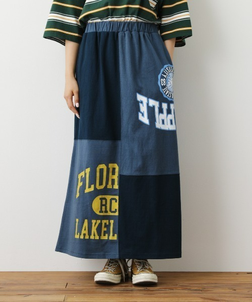 RODEO CROWNS WIDE BOWL（ロデオクラウンズワイドボウル）の「Re likeカットマキシスカート（スカート・レディース・ネイビー/グレー×ホワイト・FREE）」の20枚目の写真