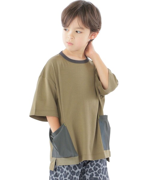 SHIPS(シップス)の「SHIPS KIDS:100~130cm / <多機能>マルチエフェクト(R) ポケット TEE(Tシャツ/カットソー・キッズ・ブラック/カーキ・100/110/120/130)」の1枚目の写真