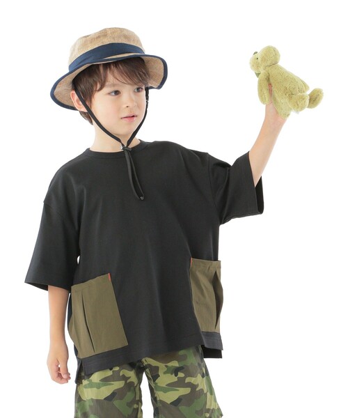SHIPS(シップス)の「SHIPS KIDS:100~130cm / <多機能>マルチエフェクト(R) ポケット TEE(Tシャツ/カットソー・キッズ・ブラック/カーキ・100/110/120/130)」の2枚目の写真