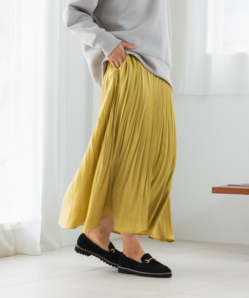 BAYFLOW(ベイフロー)の「ピーチプリーツスカート(スカート・レディース・ライトグレー/ライトブルー/ブラウン/イエロー・SMALL/MEDIUM)」の4枚目の写真