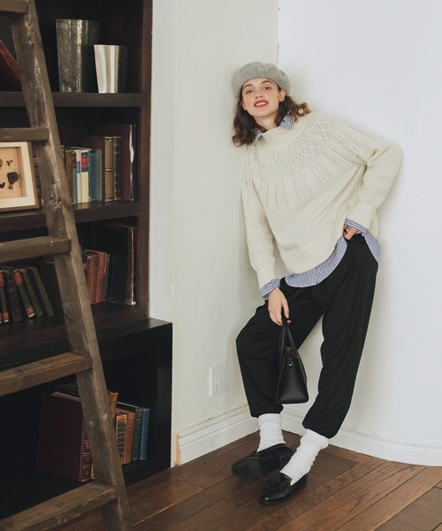 BONLECILL（ボンルシール）の「ウエストギャザー2タックイージーパンツ（その他パンツ・レディース・グリーン/ピンク/ネイビー/ブラック/アイボリー・M/L）」の8枚目の写真