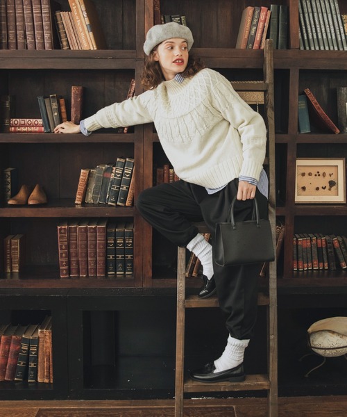 BONLECILL（ボンルシール）の「ウエストギャザー2タックイージーパンツ（その他パンツ・レディース・グリーン/ピンク/ネイビー/ブラック/アイボリー・M/L）」の6枚目の写真