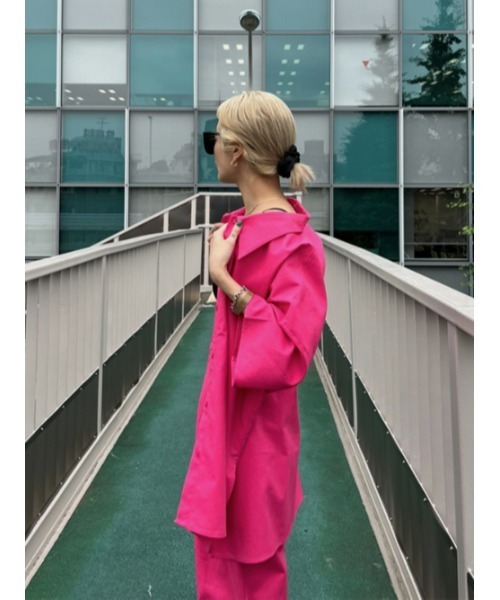 AMAIL（アマイル）の「Ethic linen half shirt（シャツ/ブラウス・レディース・ベージュ/ピンク/ホワイト×ブラック・FREE）」の14枚目の写真