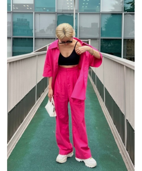 AMAIL（アマイル）の「Ethic linen half shirt（シャツ/ブラウス・レディース・ベージュ/ピンク/ホワイト×ブラック・FREE）」の15枚目の写真