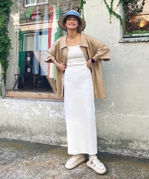 AMAIL（アマイル）の「Ethic linen half shirt（シャツ/ブラウス・レディース・ベージュ/ピンク/ホワイト×ブラック・FREE）」の10枚目の写真
